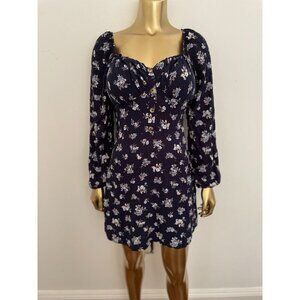 As U Wish Floral Print Long Sleeve Dainty Mini Dress Built-In Bra L Boho Style N